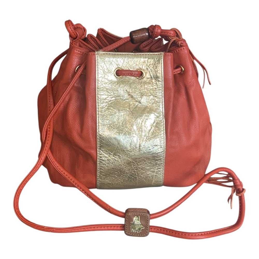 Lou Lou de la Falaise Gold and Orange Crossbody Bag with Metallic Detail